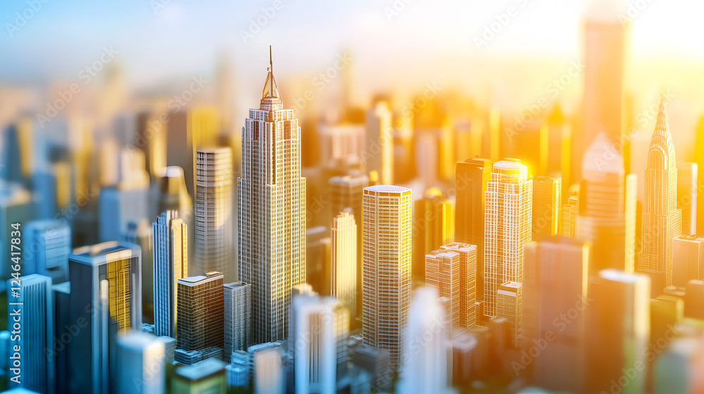 a miniature model cityscape with skyscrapers a miniature model cityscape with skyscrapers