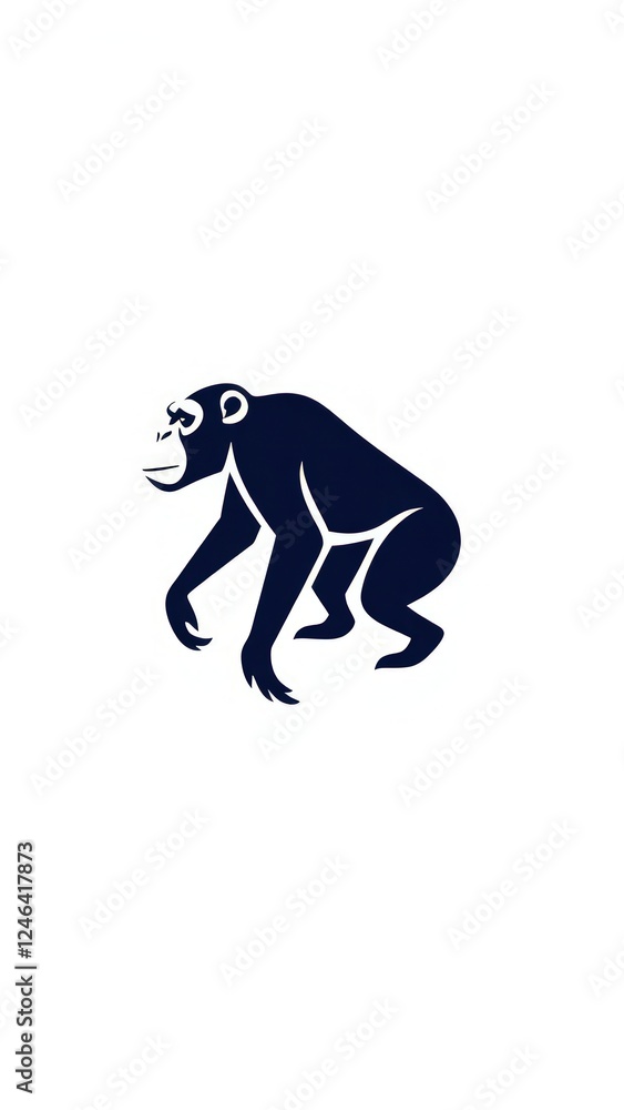 Chimpanzee or Simpanse minimalist icon logo. Chimpanzee or Simpanse minimalist icon logo.