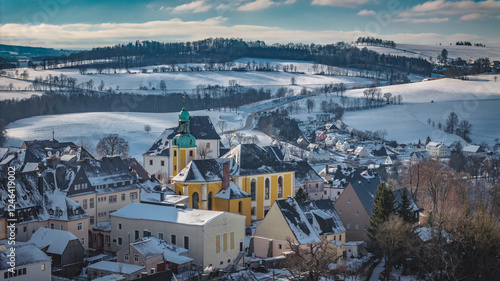 Stadt Wolkenstein im Erzgebirge im Winter