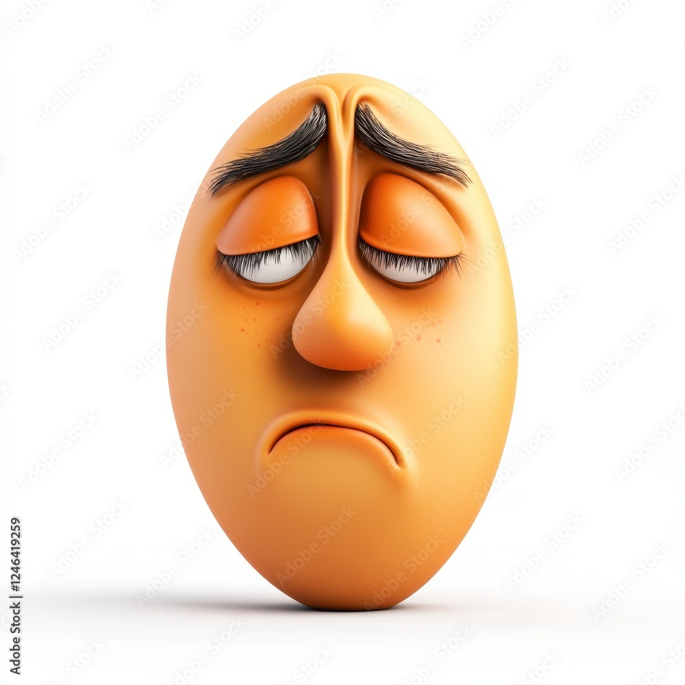 Sad cartoon face with exaggerated features and droopy expression Sad cartoon face with exaggerated features and droopy expression