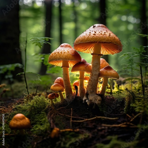 Wallpaper Mural the AI Image Generator, Illuminated Mushrooms in a Lush Forest Capturing a Magical Torontodigital.ca