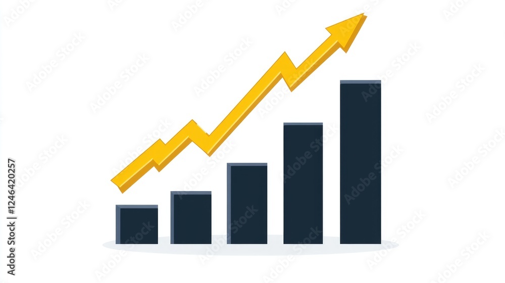 Abstract representation of company growth using digital bar charts and stock trends.
