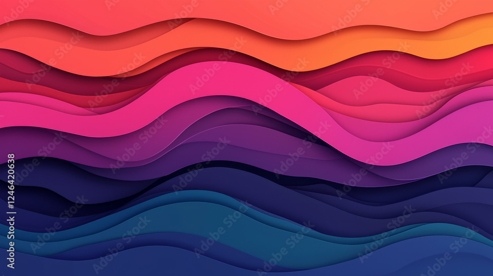 Obraz premium Vibrant abstract waves in layered 3D design create dynamic movement