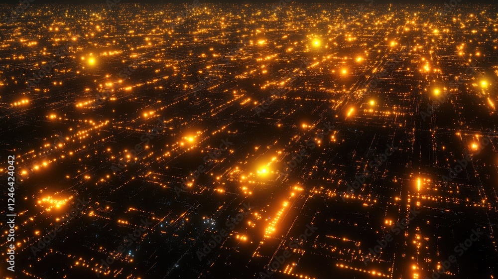 Fototapeta premium Blockchain data visualization with interconnected glowing cubes symbolizing secure transactions.