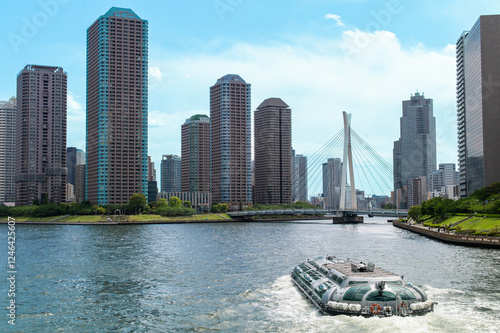 Canvas Print Himiko, a water bus sailing on the Sumida River