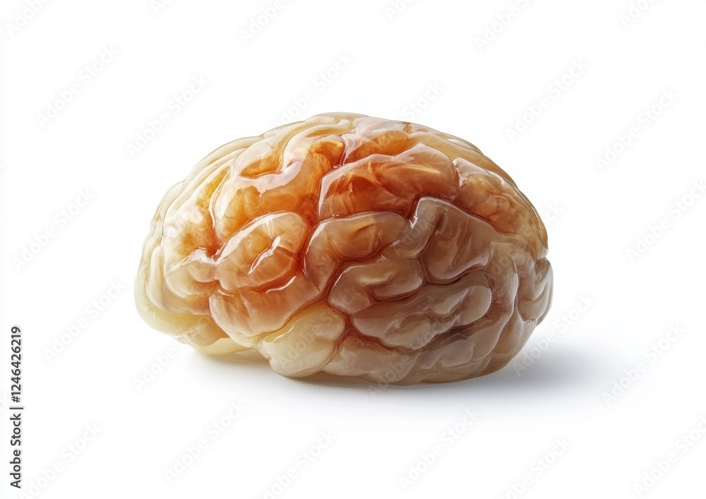Studio shot of glazed brain model on white Studio shot of glazed brain model on white
