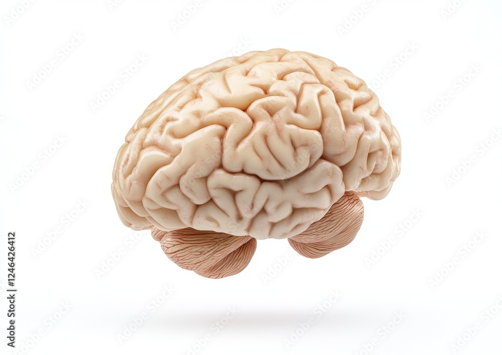 Human brain model, isolated, white background, medical study Human brain model, isolated, white background, medical study