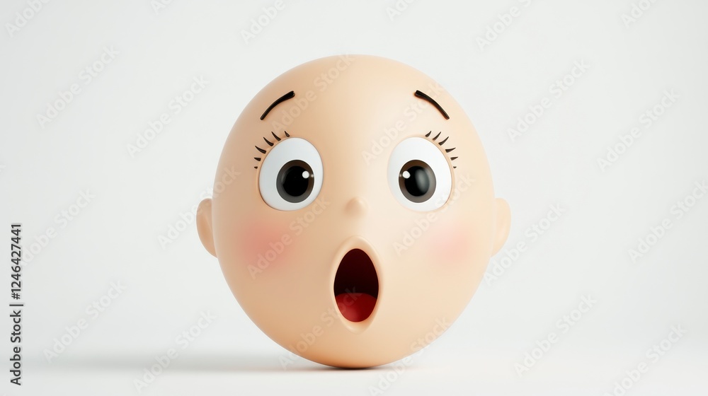 Surprised Cartoon Baby Face with Big Eyes and Open Mouth Expression Surprised Cartoon Baby Face with Big Eyes and Open Mouth Expression