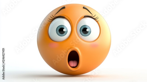 Surprised Emoji with Big Eyes and Blushing Cheeks on White Background