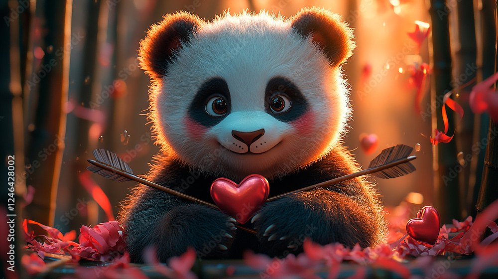 Panda holding a heart in its hands Panda holding a heart in its hands
