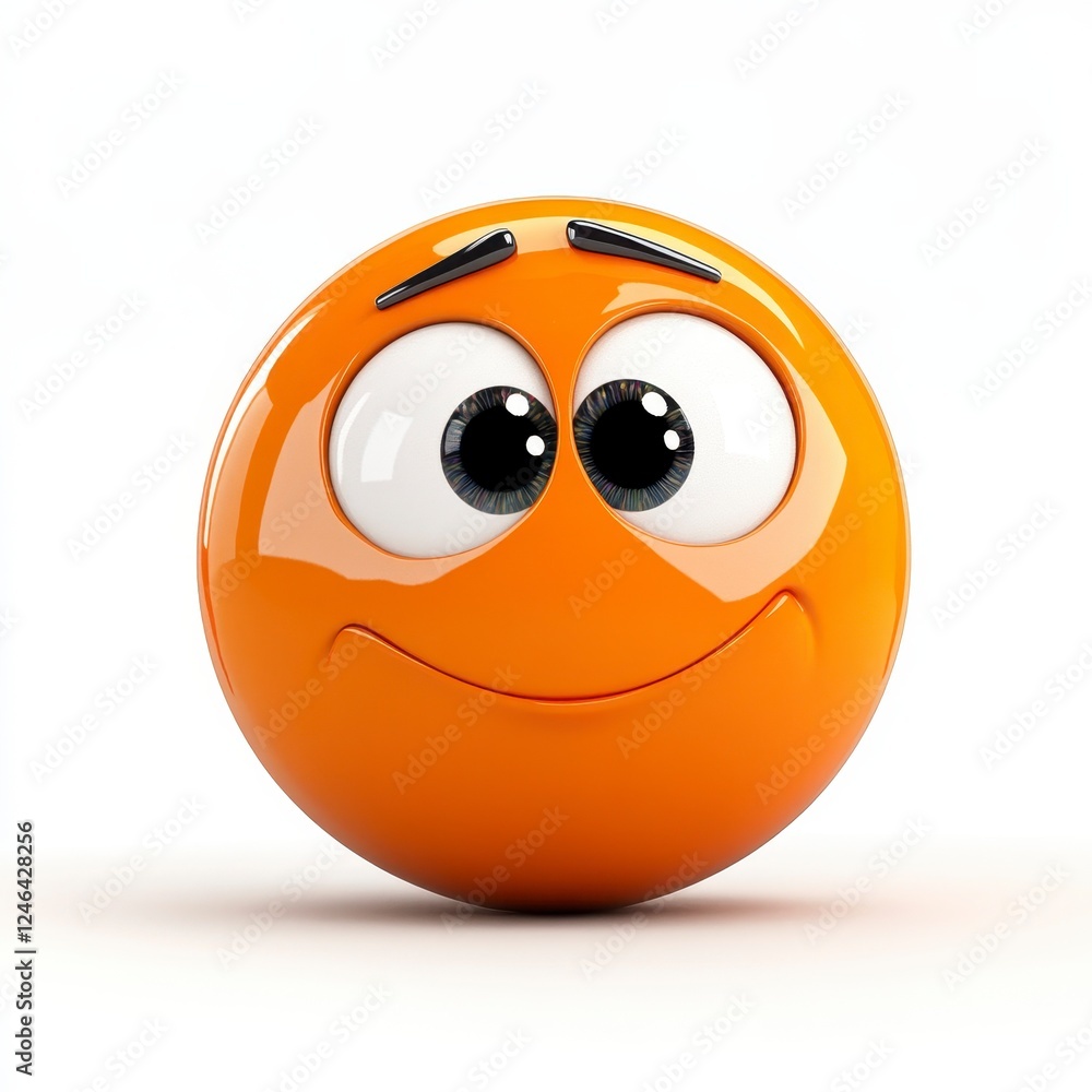 Cheerful Orange Smiley Face with Big Eyes and Bright Expression Cheerful Orange Smiley Face with Big Eyes and Bright Expression