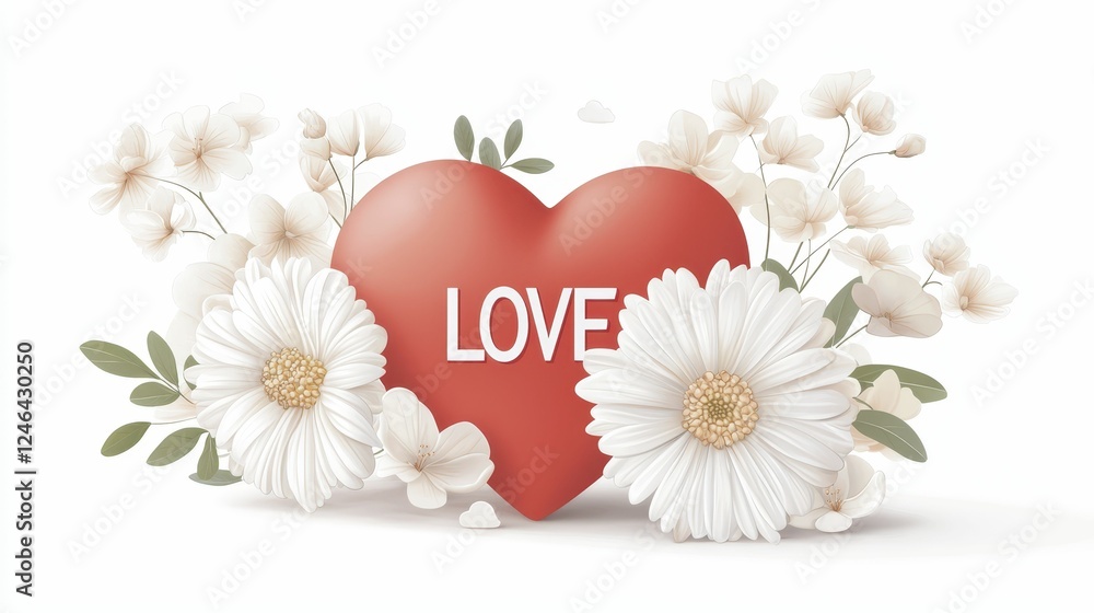 Obraz premium Heart Valentine's Day, Heart with flowers and 