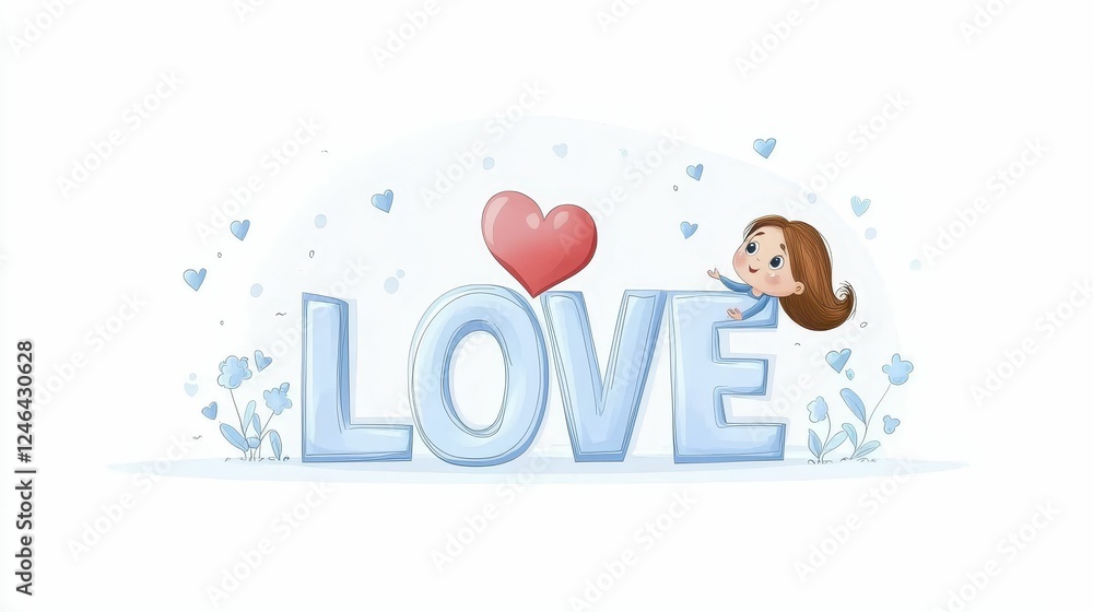 Heart Valentine's Day, Colorful love graphic with a child and heart. Heart Valentine's Day, Colorful love graphic with a child and heart.