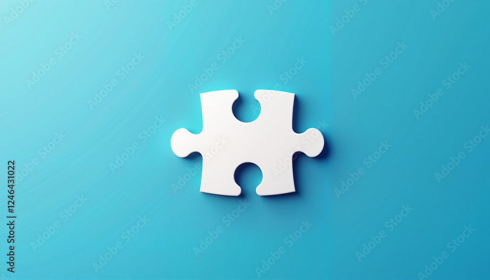 White puzzle piece on a blue background symbolizing problem-solving White puzzle piece on a blue background symbolizing problem-solving