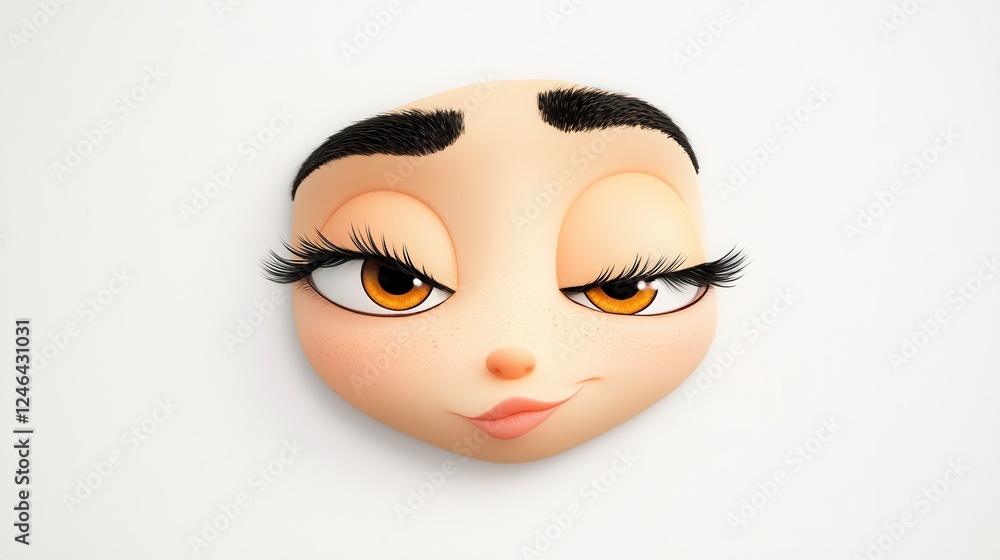 Charming Animated Face with Unique Expressions and Playful Features Charming Animated Face with Unique Expressions and Playful Features