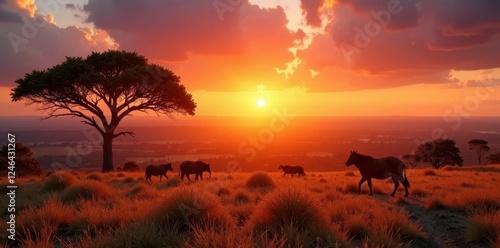 Sonnenaufgang  ber die H gel im Tsavo West Nationalpark  Licht  Natur