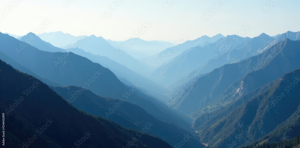 Dark mountain range with a white misty veil in the distance, natural wonder, peaks, mountains Dark mountain range with a white misty veil in the distance, natural wonder, peaks, mountains