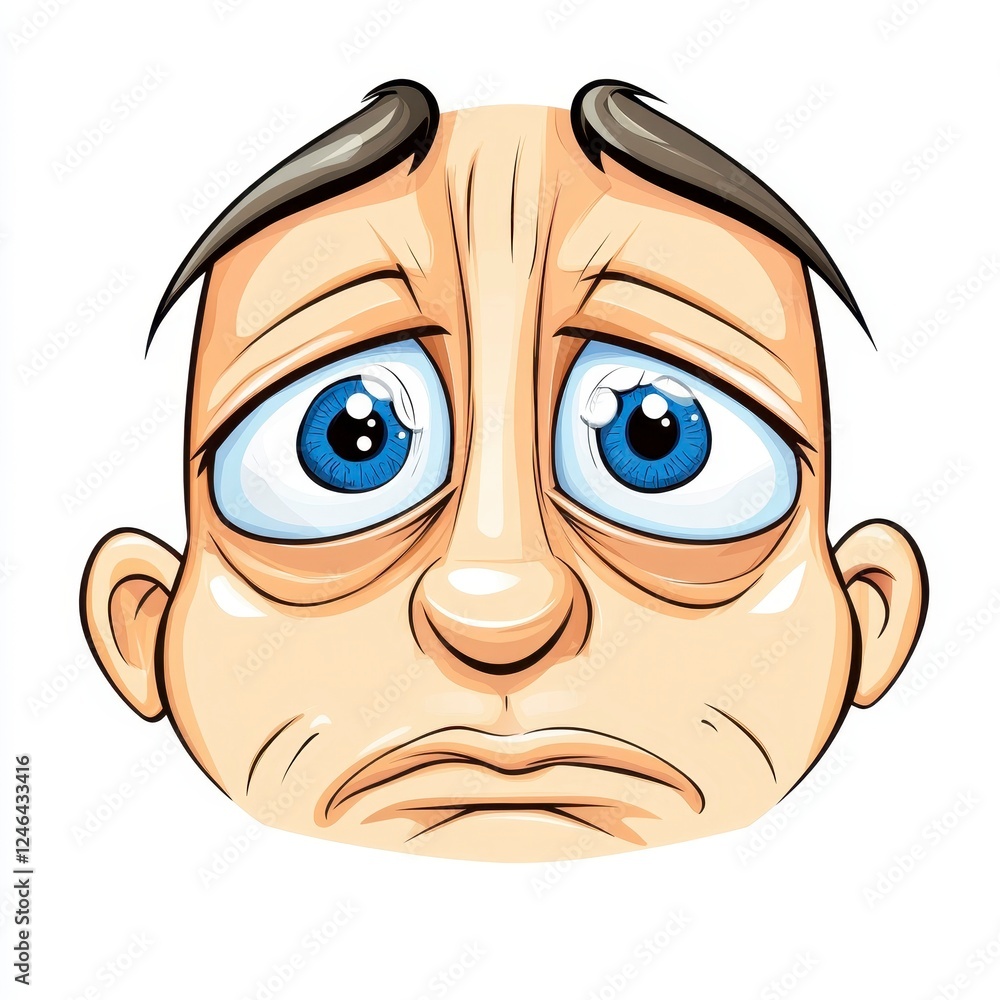 Obraz premium Expressive Cartoon Character with Sad Eyes and Concerned Expression