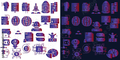 Politics fintech industry solid icon pack including startup business