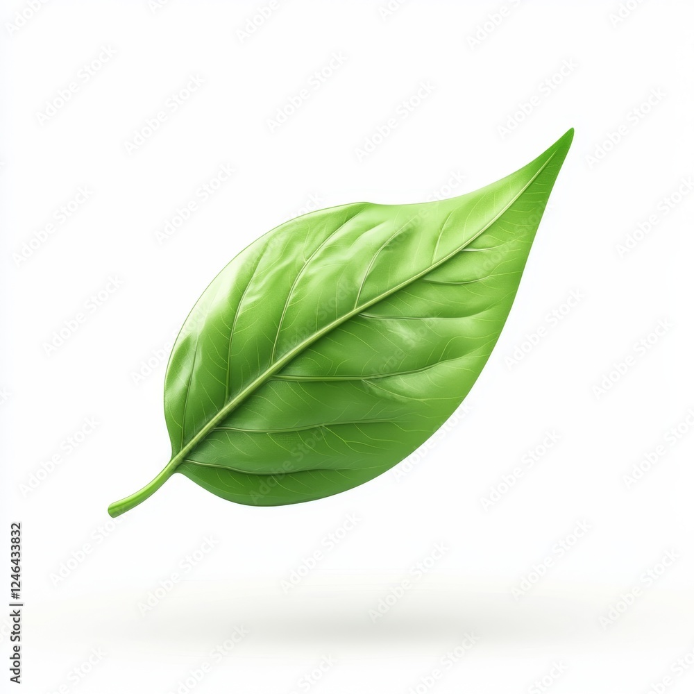 Fototapeta premium Fresh Green Leaf Isolated on White Background for Nature Concept