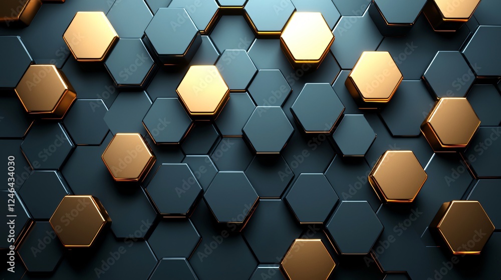 Geometric Harmony Black and Bronze Hexagons Abstract Textured Background Modern Style Pattern Design. Geometric Harmony Black and Bronze Hexagons Abstract Textured Background Modern Style Pattern Design.