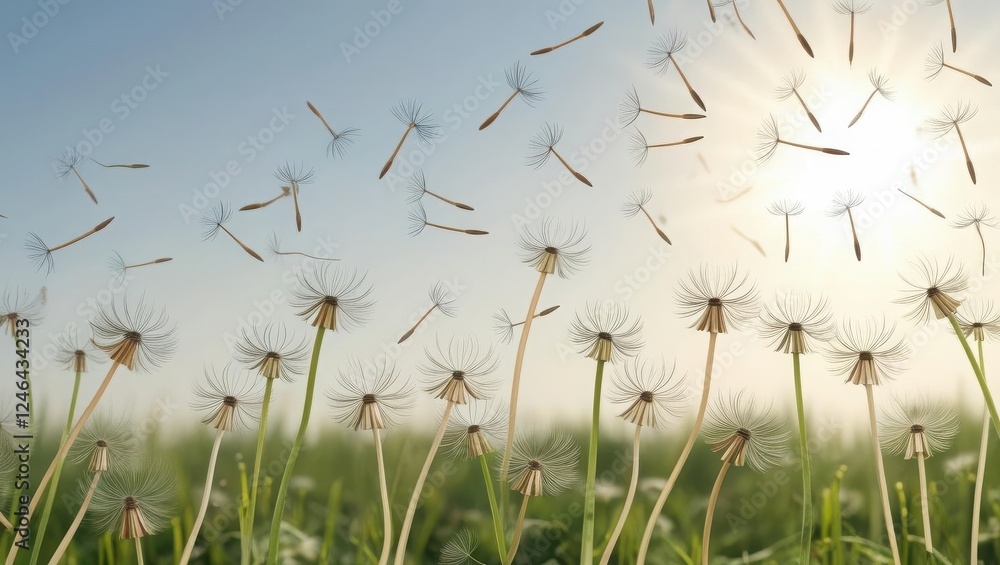 Christ prayer eternity. A field of dandelions sways gently as seeds float away in the sunlight, creating a serene and natural atmosphere. Christ prayer eternity. A field of dandelions sways gently as seeds float away in the sunlight, creating a serene and natural atmosphere.