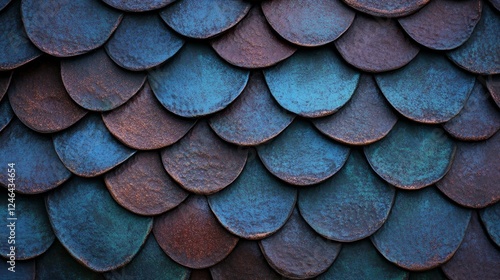 Wallpaper Mural Teal And Copper Scaled Surface Texture Design Torontodigital.ca