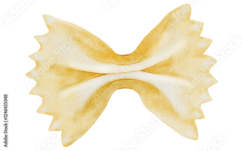 Pasta farfalle watercolor. Hand drawn italian macaroni on white background. Food clip art. Ideal for pasta packaging, restaurant menus and posters