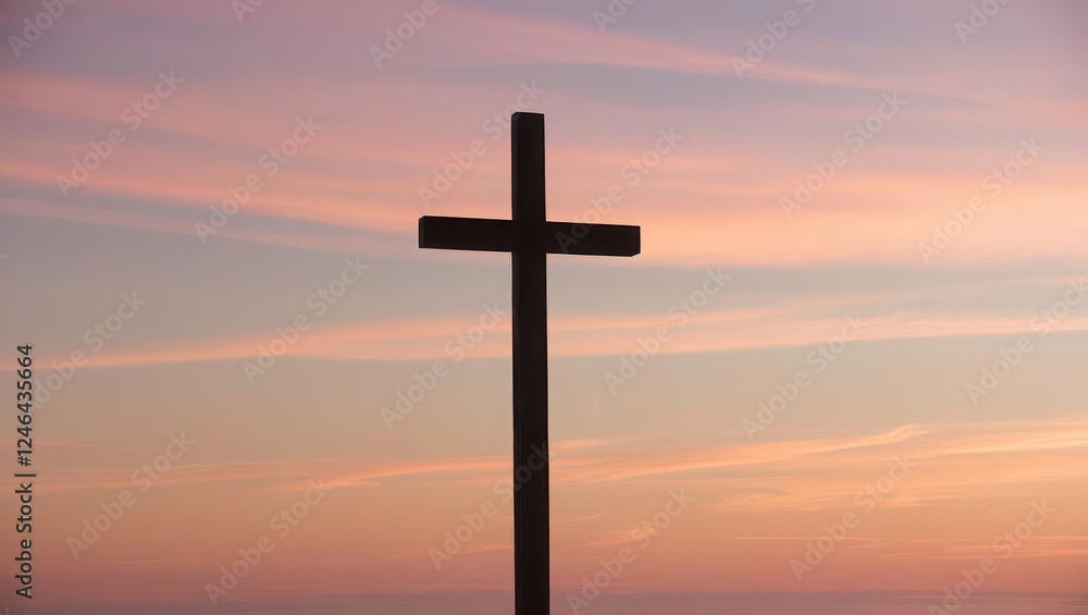 Christ prayer eternity. A silhouette of a cross against a beautiful sunset sky, symbolizing faith and spirituality. Christ prayer eternity. A silhouette of a cross against a beautiful sunset sky, symbolizing faith and spirituality.
