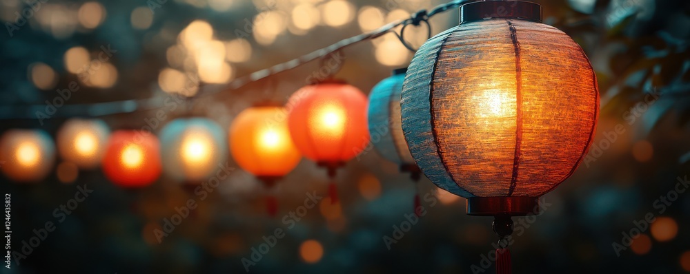 Obraz premium Enchanted Evening: Illuminated Paper Lanterns
