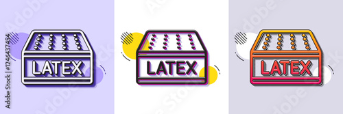 Mattress line icon. Halftone dotted pattern. Gradient icon with grain shadow. Orthopedic latex pad sign. Breathable sleep bed symbol. Line latex mattress icon. Various designs. Vector