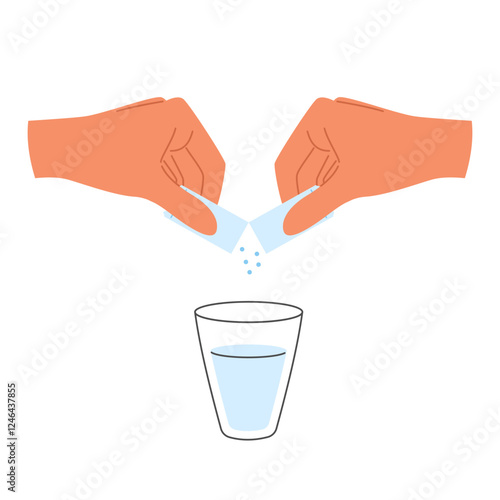 Hand poured sachet powder  into a glass with water. Dissolve effervescent medication in water