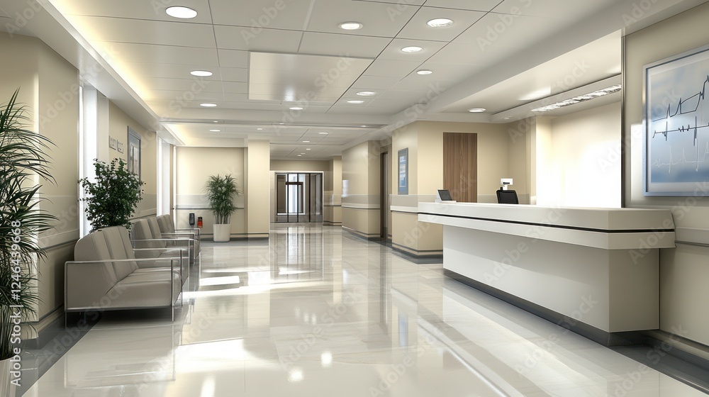 Fototapeta premium Modern hospital reception and waiting area.
