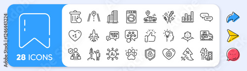 Washing machine, Graph chart and Plane line icons. Interest rate, AI generate, Inflation icons. Pack of Buyer insurance, Fireworks rocket, Recovery trash icon. Vector