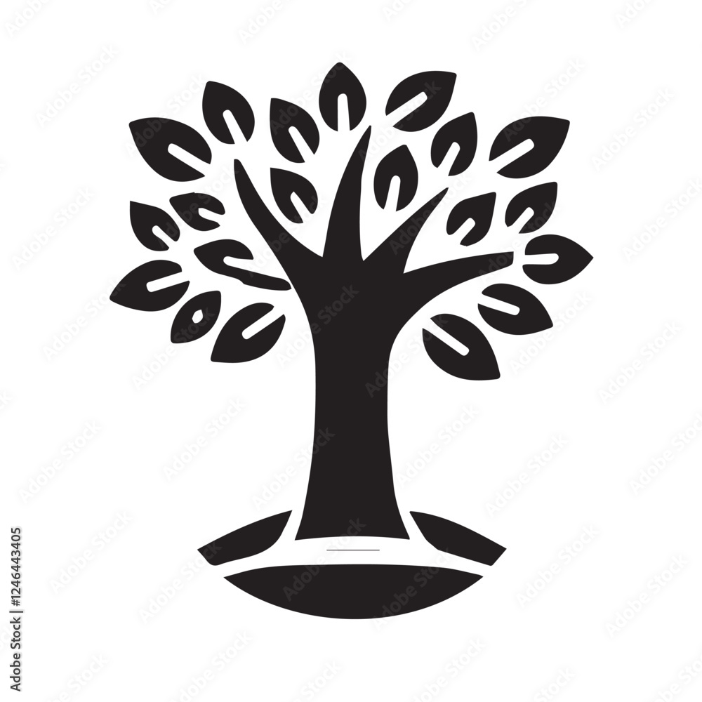 Simple Black and White Silhouette of a Tree Simple Black and White Silhouette of a Tree