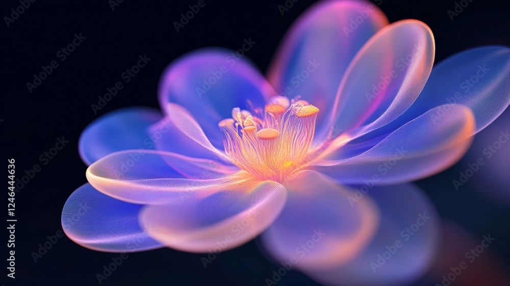 Fototapeta premium Ethereal Flower in Vibrant Colors with Soft Glow and Mystical Aura