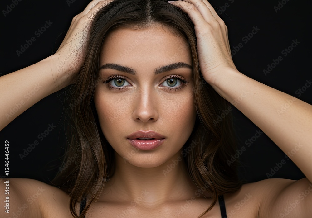 closeup beautiful model posing with copyspace closeup beautiful model posing with copyspace