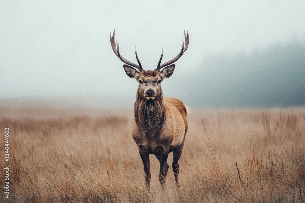 Obraz premium Majestic deer in autumn forest with soft focus. AI generated