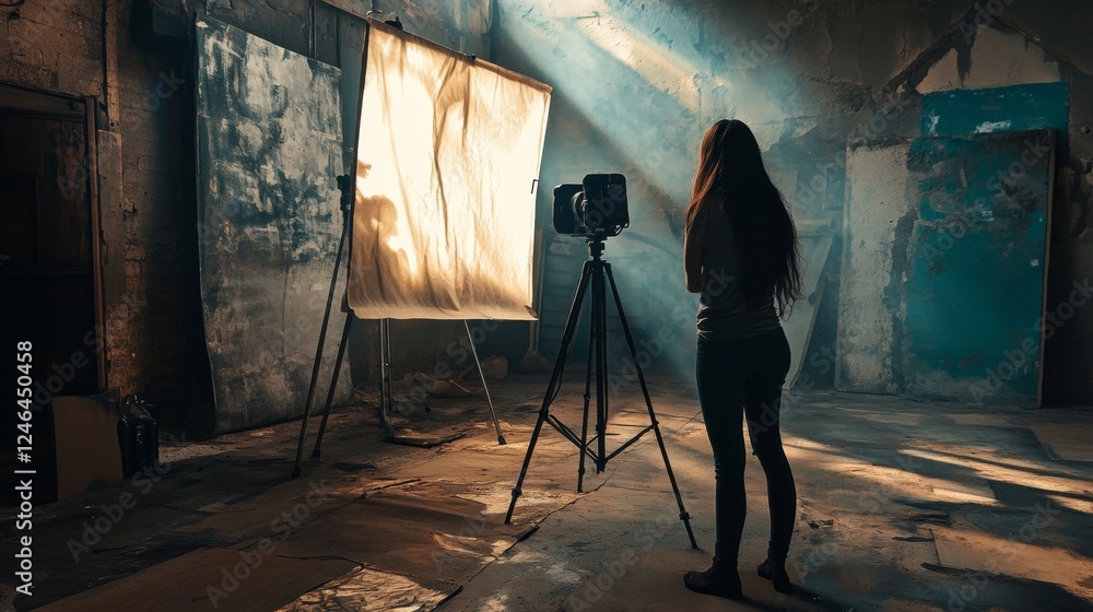 Fototapeta premium Photography studio with a photographer and natural lighting