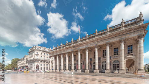 Fototapeta Naklejka Na Ścianę i Meble -  Grand Theatre de Bordeaux timelapse hyperlapse in France, home to the Opera National