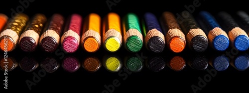 A close-up shot of the tips and color pencil leads
 photo