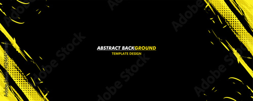 Abstract Background with Sportly Yellow Brush Style and Grunge Effect. Grunge Brushstroke Element for Poster or Banner Design. Design Template Vector Background