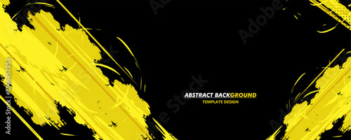 Abstract Background with Sportly Yellow Brush Style and Grunge Effect. Grunge Brushstroke Element for Poster or Banner Design. Design Template Vector Background
