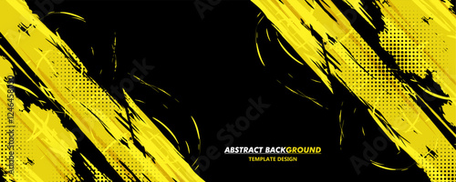 Abstract Background with Sportly Yellow Brush Style and Grunge Effect. Grunge Brushstroke Element for Poster or Banner Design. Design Template Vector Background