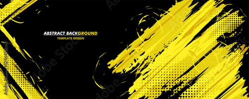 Abstract Background with Sportly Yellow Brush Style and Grunge Effect. Grunge Brushstroke Element for Poster or Banner Design. Design Template Vector Background