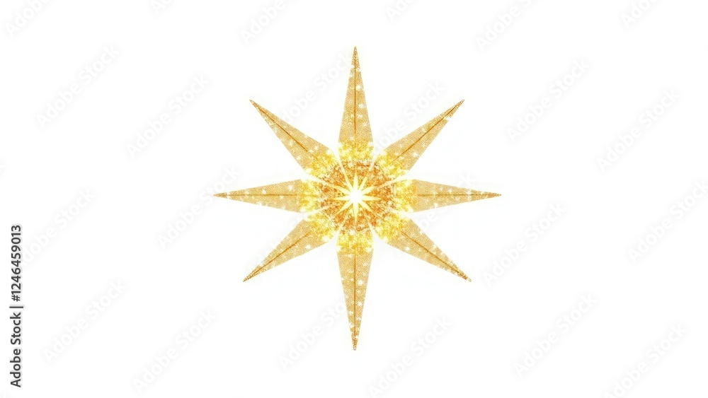 Golden glitter star tree topper, sparkling with festive shine, ideal for decorating Christmas trees and adding a touch of elegance to holiday decor. Isolated on white background. Golden glitter star tree topper, sparkling with festive shine, ideal for decorating Christmas trees and adding a touch of elegance to holiday decor. Isolated on white background.