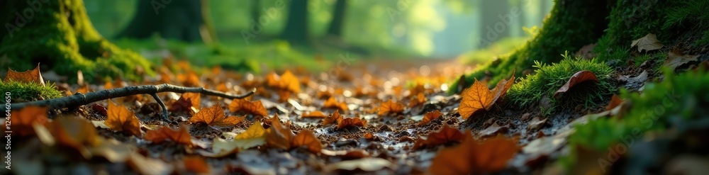 The forest floor is covered in wet leaves and twigs, plant, leaf The forest floor is covered in wet leaves and twigs, plant, leaf