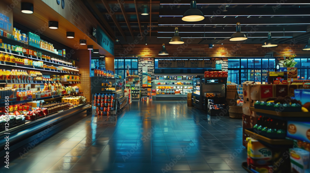 High-tech grocery store shot in cinematic style, emphasizing interactions, highly detailed and vibrant, realistic yet creative depiction, emphasizing context and action High-tech grocery store shot in cinematic style, emphasizing interactions, highly detailed and vibrant, realistic yet creative depiction, emphasizing context and action