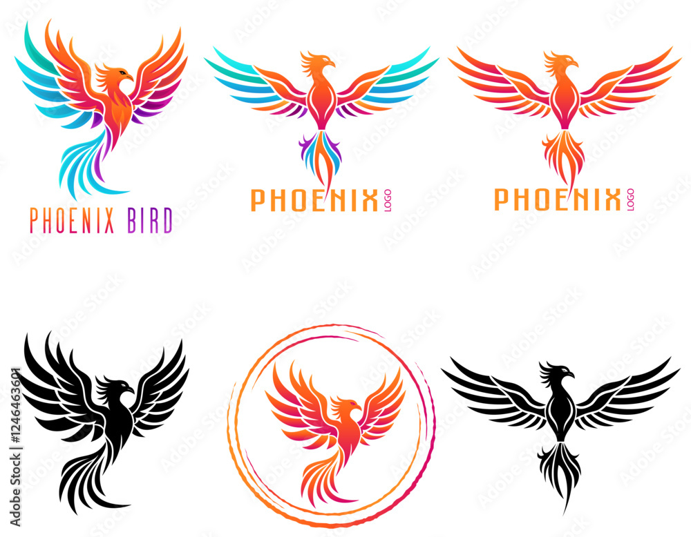 phoenix bird logo creative and original for your business or company set logotype vector illustration isolated on white background phoenix bird logo creative and original for your business or company set logotype vector illustration isolated on white background
