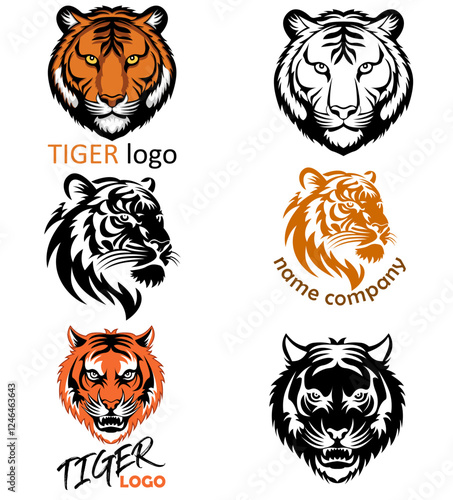 tiger logo creative and original for your business or company set logotype vector illustration isolated on white background